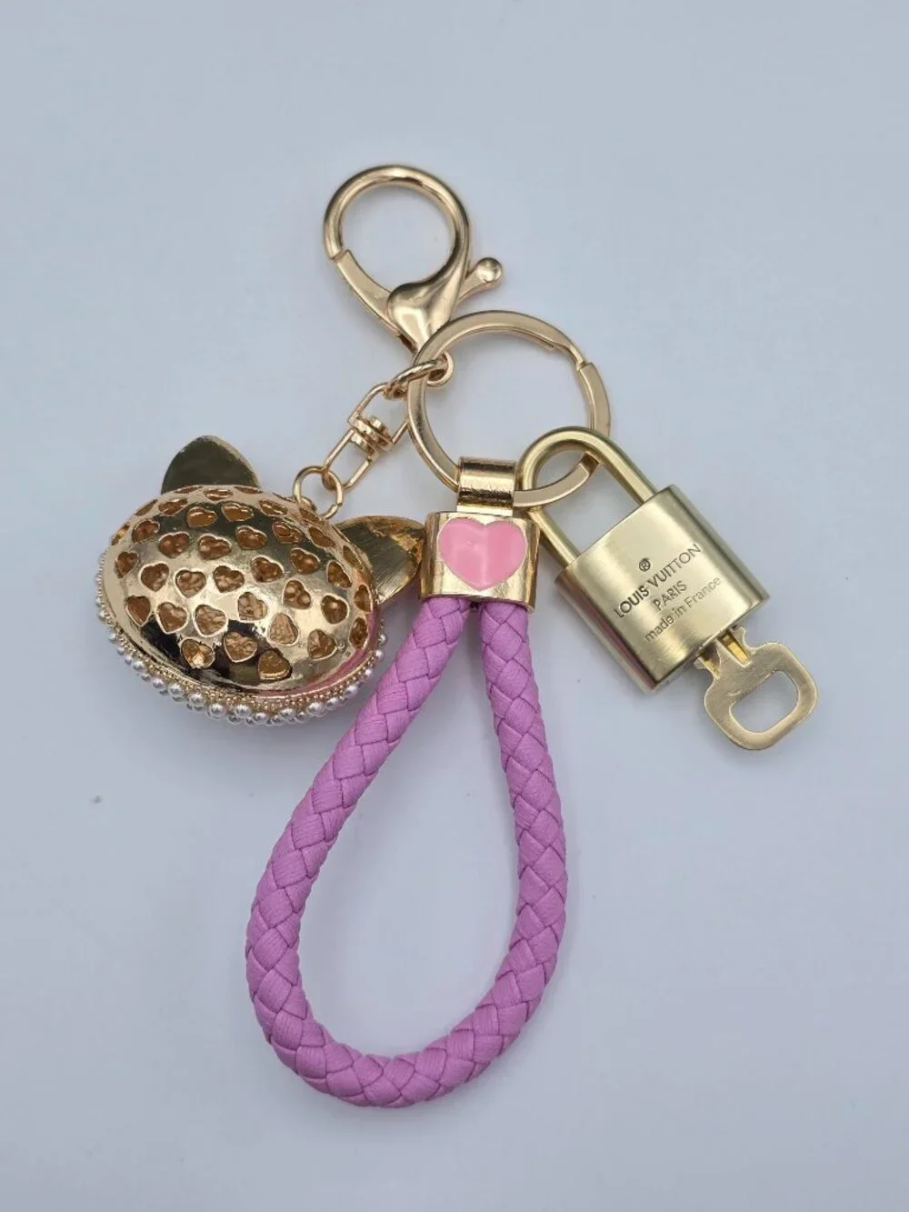 Authentic Louis Vuitton Gold Lock 🔒 Unbranded Fox Head Keychain Bag Charm LV